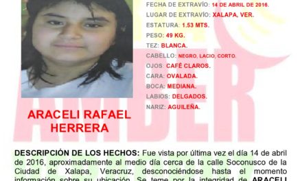 Activan Alerta Amber por desaparición de menor de 14 años, en Xalapa