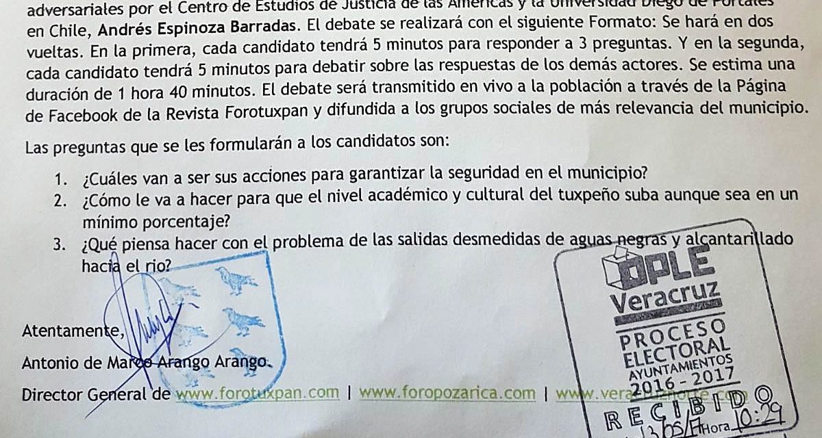 APRUEBAN EL DEBATE DE CANDIDATOS DE FOROTUXPAN