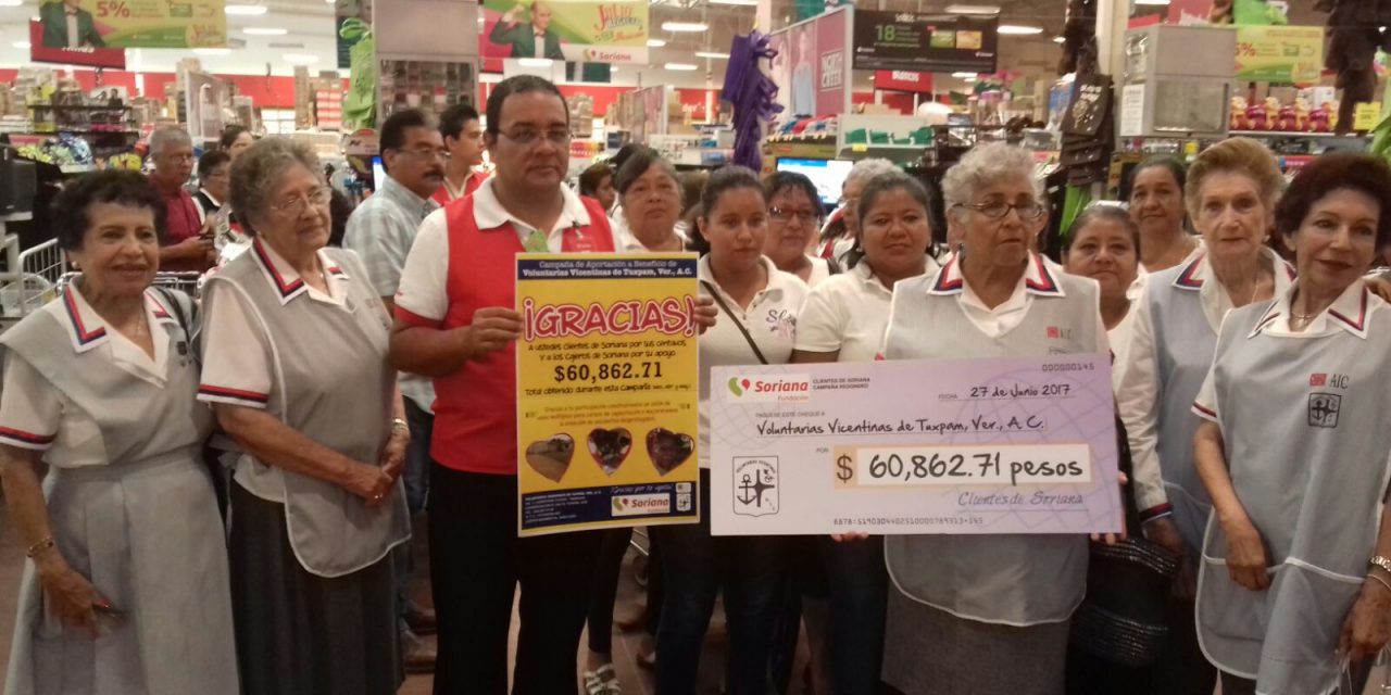 Voluntarias Vicentinas reciben donativo de redondeo
