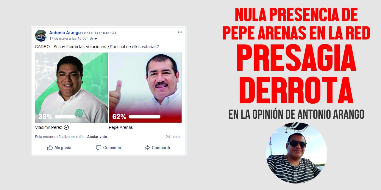 NULA PRESENCIA DE PEPE ARENAS EN LA RED PRESAGIA DERROTA