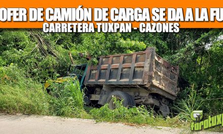 CONDUCTOR DE CAMIÓN DE CARGA SE DA A LA FUGA CARRETERA TUXPAN CAZONES.