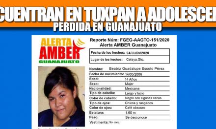 Encuentran en Tuxpan a adolescente perdida en Guanajuato