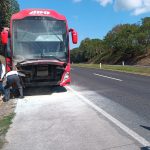 Noticia del ADO que se estaba incendiando en la México-Tuxpan